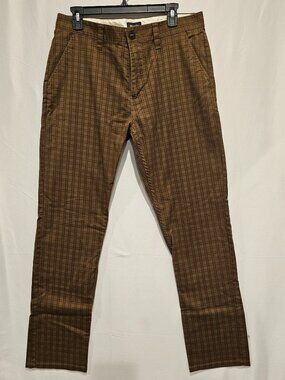 Brixton Choice Men's Chino Pants Size 33 Brown Plaid Standard Fit